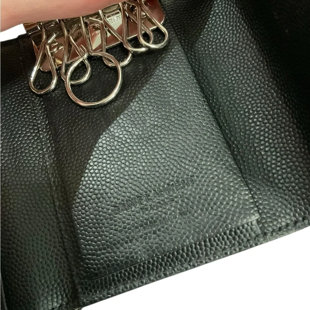 Saint Laurent Black Leather Key Case